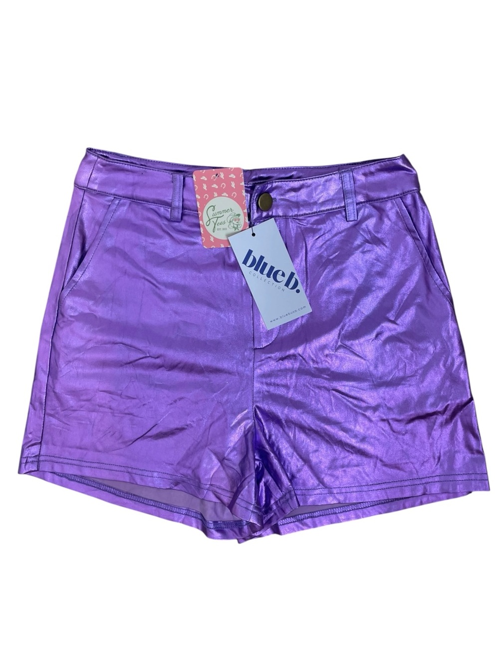 Purple Metallic Faux Leather Shorts NWT Size Small